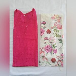 Chikankari sequin Wine kurta with floral chikankari palazzo